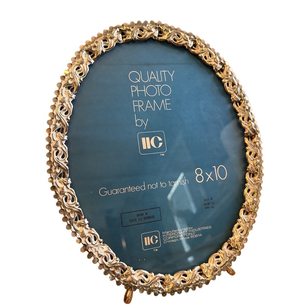 Vintage Oval Photo Frame 8x10 Ornate Filigree Style Gold Colored Edge Intercraft